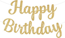 Glitter Happy Birthday Banner Sign Birthday Garland Wall Door Banners Flag for W