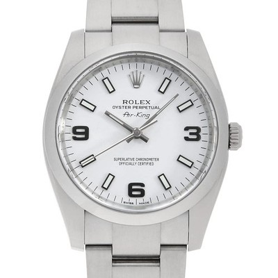 ROLEX Air king 114200 white 369 white bar Random Number second hand mens