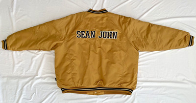 Sean John Varsity Jacket XXL Gold Bomber Nylon Big Logo Vintage Style