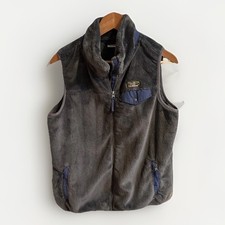 LL Bean Women  s Mountain Hi Pile Fleece Hiking Outdoor Vest Gray Blue L Cozy