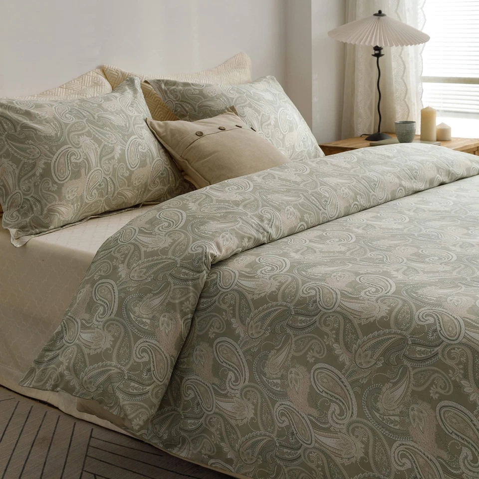 Funda nórdica de algodón egipcio tamaño queen tejido satén, edredón boho suave sedoso co... Foto 4 de 4