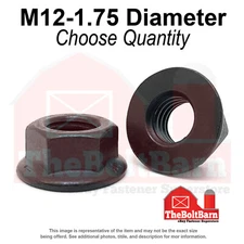 M12-1.75 Class 10 Hex Flange Nuts Phos & Oil Coarse Thread (Pick Quantity)