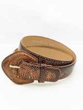 Vintage Milor Brown Genuine Snakeskin Belt 32" Buckle Resembles Snake Head