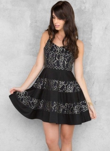 Gold Lace A-Line Dress Sz Small NWT | eBay