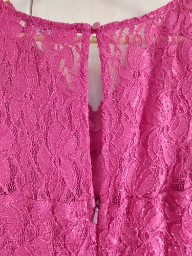 M&Co Dark Red Sparkly Dress Size 8 Petite, Lace Style, Lined, V-Neck, VGC - Picture 4 of 10