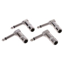 4 Pcs Right Angle 1/4" TS Mono Phone Plug Guitar o Connector 6.35mm Jack