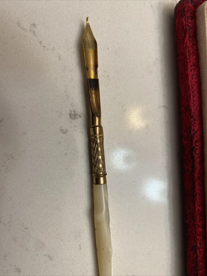 ANTIGUA PLUMA DE INMERSIÓN MADREPERLA - 14K nueva en caja #1 Foto 2 de 4