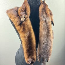 1950  s Vintage Genuine Brown Mink Pelt Stole - 53x4  