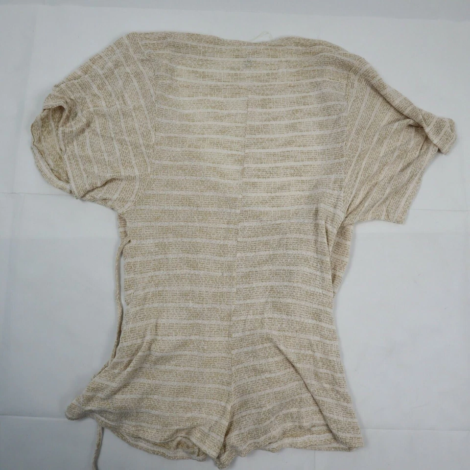 Mameluco L*Space para mujer talla M (mediano) imitación envoltura corbata bolsillos cuello en V beige rayas Foto 2 de 4