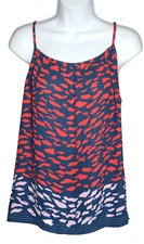 Cabi 5548 Smooch Navy Print Cami Camisole Tank Top Blouse Shirt Womens Medium