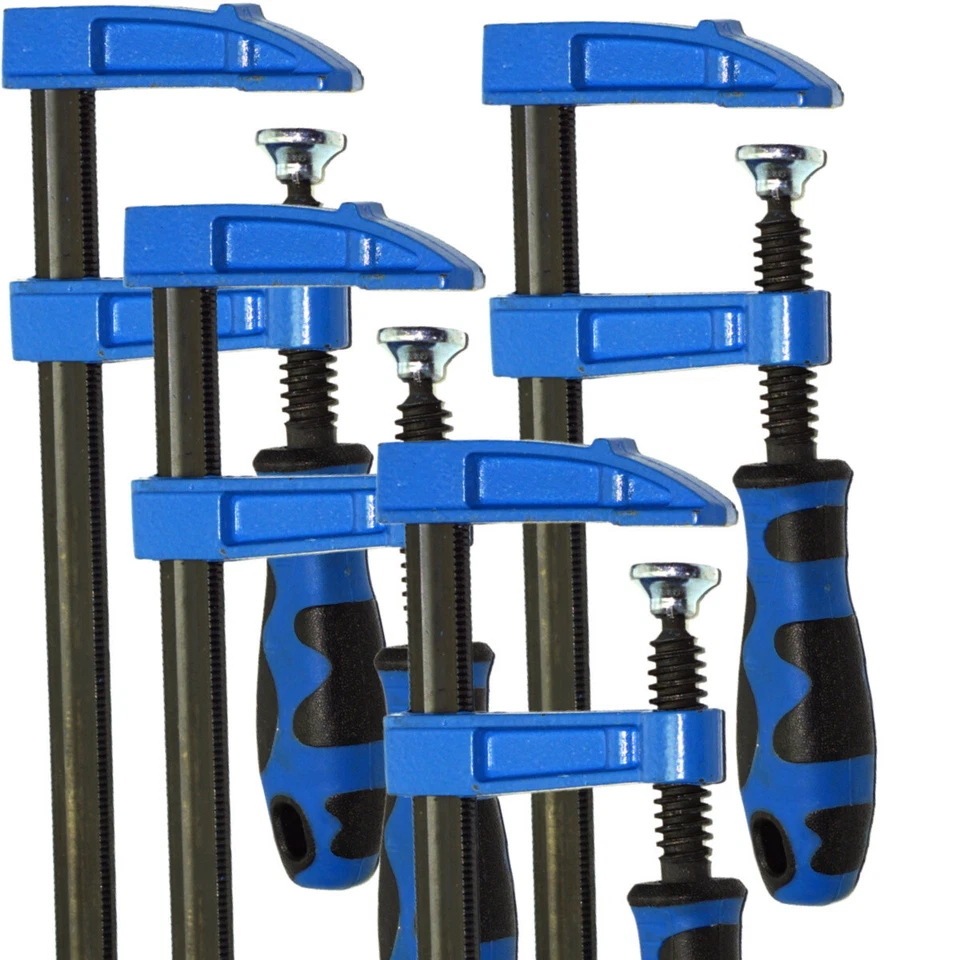 MEKANIK 4pc F Clamp Blue Bar Clamp Heavy Duty 150 x 50mm 6" Long Quick Slide Wood Clamp