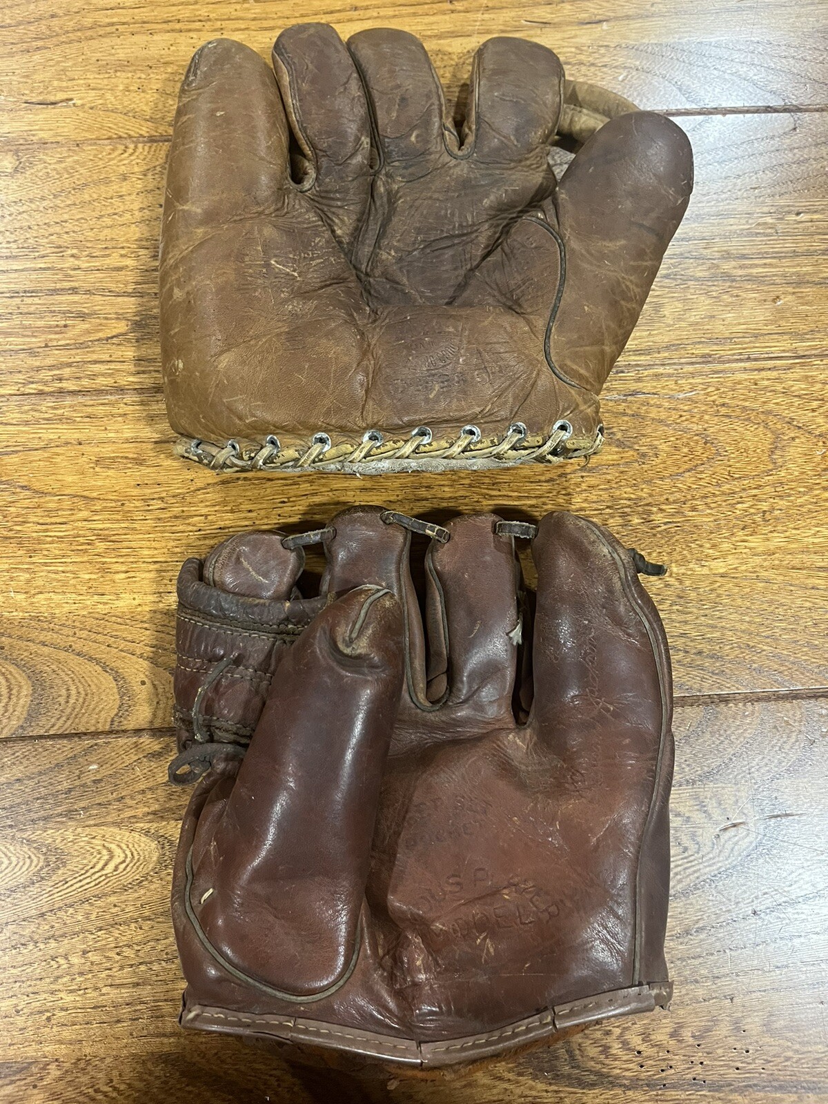 Vintage 1950s Ransom Jackson & 1930s Buckle Baseball Gloves Unknown Manufacturer