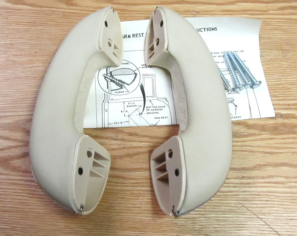 1955-1956 CHEVY 150 - 210 MODEL ARM RESTS BEIGE pair with hardware NEW ...