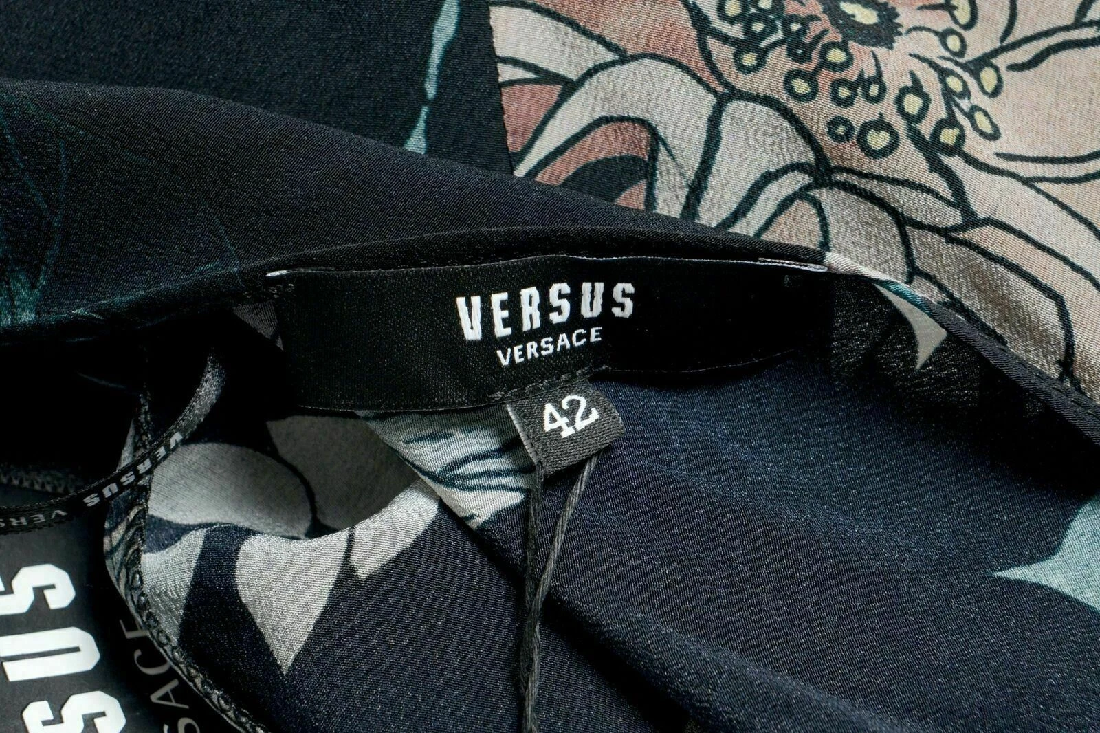 Maxi abito donna Versace Versus 100% seta multicolore maniche lunghe US XS IT 38