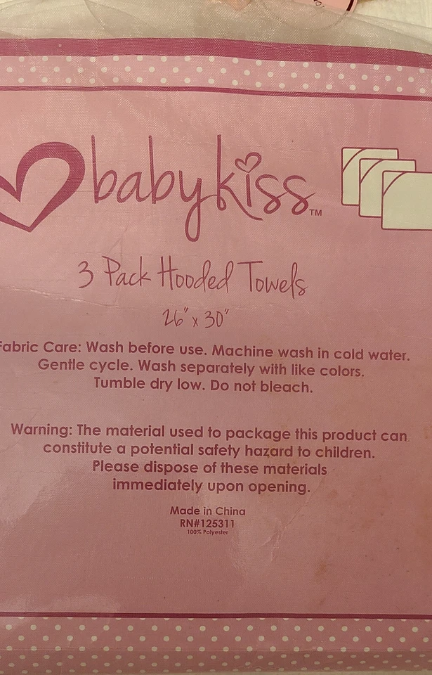 BABY KISS 3 -PACK HOODED TOWELS GIFT SET PINK PRINCESS IN TRAINING   "NEW" - Image 3 of 4