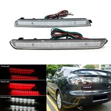 Clear Lens Led Bumper Reflector Backup Tail Brake Light For 04-09 Mazda 3 Axela