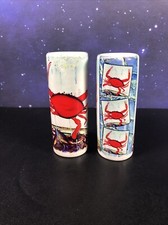 Set of 2 4" Shot Glass Crab Themed Crabs Cuppa Brand Felt Bottom Ceramic