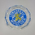 Lowenbrau Munchen 7" Ashtray Vintage Clear Glass Beer Ale Bar Pub Dish Pilsner