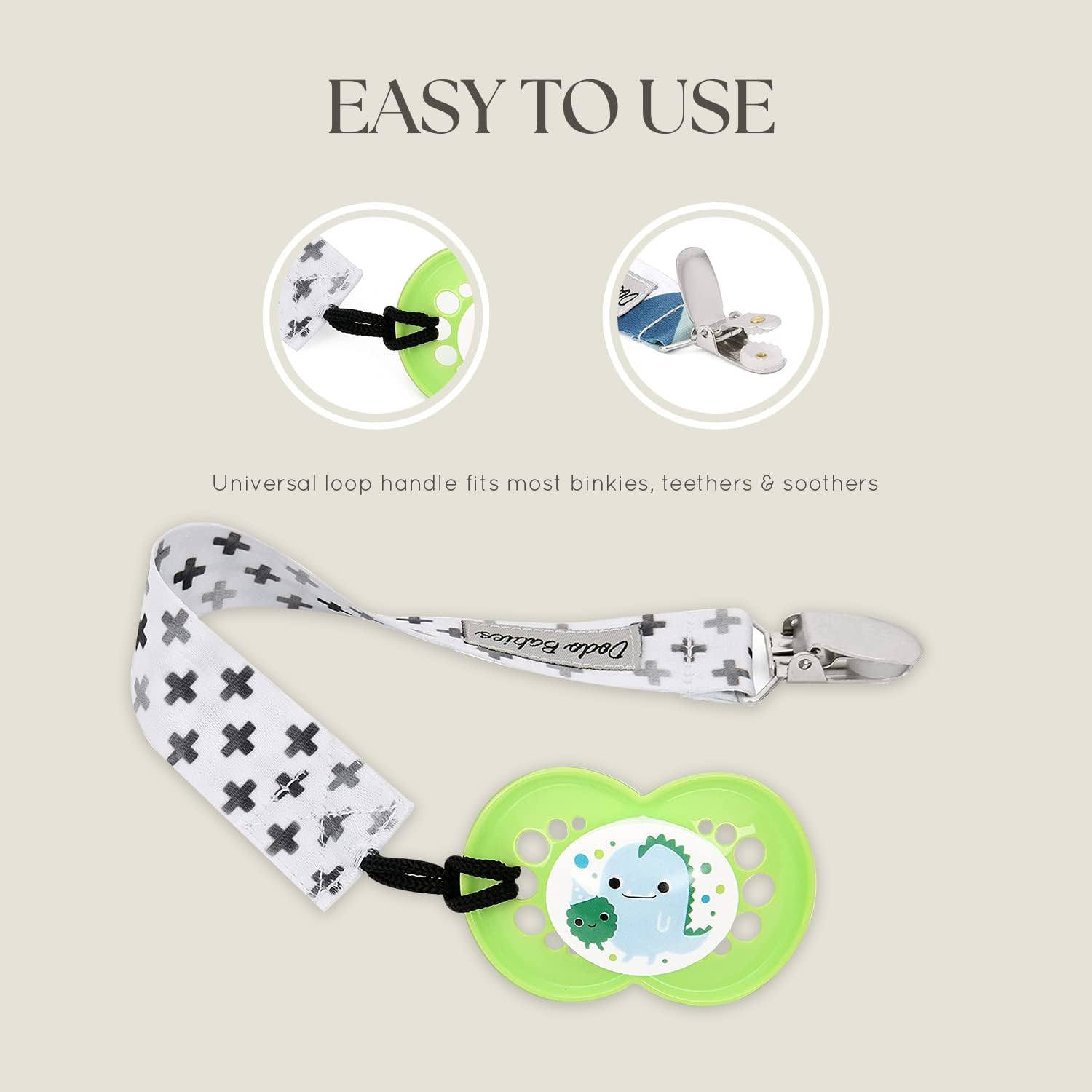 Dodo Babies Pacifier Clip Set Four Clips Plus Binky Case Universal