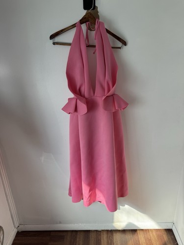 ASOS NEW Bubble Gum Pink Halter Midi Dress “Scuba Like Material” Barbie Costume - Picture 13 of 13