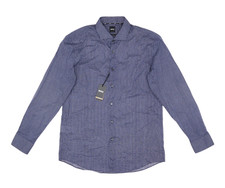 Boss L52910 Mens Blue Roger Geo Print Cotton Slim Fit Shirt Size 17/XL