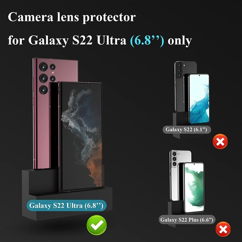 For Samsung Galaxy S22 Ultra 9H Tempered Glass Metal Camera Lens Protector Cover - Picture 17 of 29