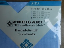 Zählstoff  Aida  70 Stiche /10cm Zweigart 100% Baumw.  36x48 cm FB. hellblau 503
