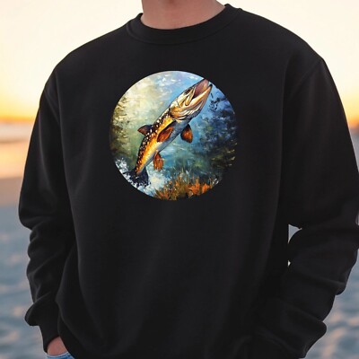 Pike Fish Portrait Sweatshirt Cosy And Perfect For Any Occasion S to 4XL