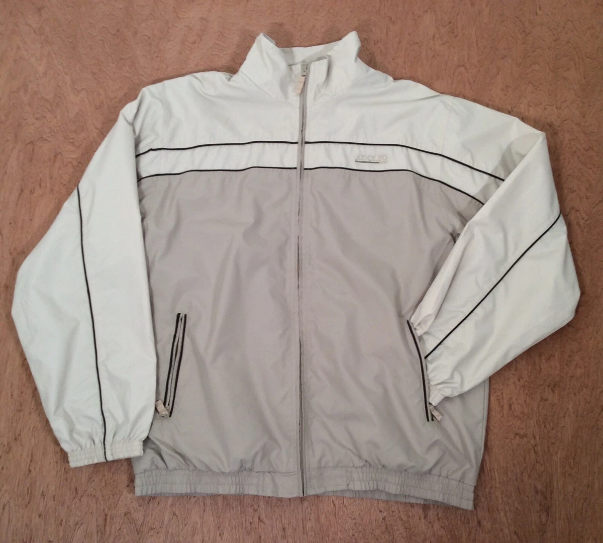 ADOLFO SPORT JACKET MEN S XL Beige Tan FULL ZIP POCKETS LINED DAD