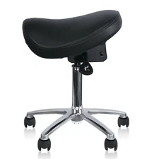 Adjustable Back Less Ergonomic Rolling Saddle Stool Chair with Tilting Seat