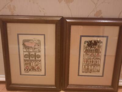 2 Eileen Hayes Original Engraved Art BLT Pig bacon & Chocolate milk Cow Rare