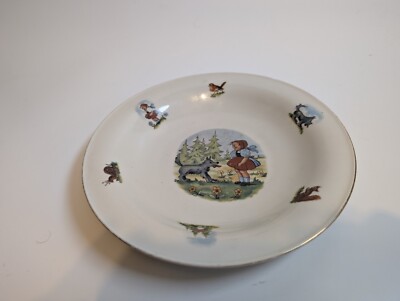 Vintage Porcelain Little Red Riding Hood & the Wolf Bowl Mitterteich Bavaria