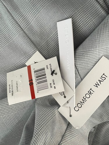 NWT Nordstrom Amanda + Chelsea Blue Plaid Patterned Lightweight Dress Pants 16 - Picture 7 of 7