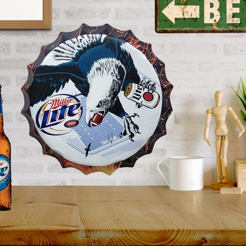 Vintage Philadelphia Eagles Miller Lite Beer -Metal Sign - NFL Mancave Beer sign