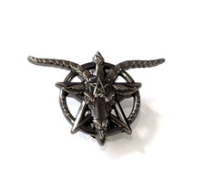 Hail Satan Satanic Pentagram Baphomet Goat's Head 666 Devil Premium Enamel Pin