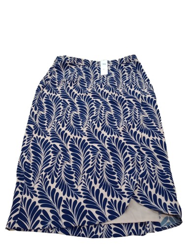 NEW ANN TAYLOR Size 6 Tall Leaf Petal Pencil Skirt Wrap Look Tan Blue Career - Picture 4 of 10