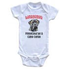 Warning Protected By A Cane Corso Funny Dog Breed Baby Bodysuit