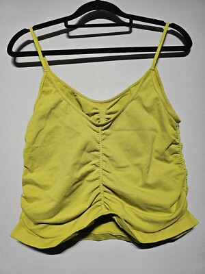 Urban Outfitters iets Frans Cami Top Womens Large Lime Ruched Strappy Sleeve