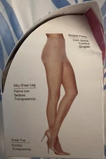 1 Pair L’eggs Silken Mist Shaper Panty Pantyhose Size Med Jet Black New In Box