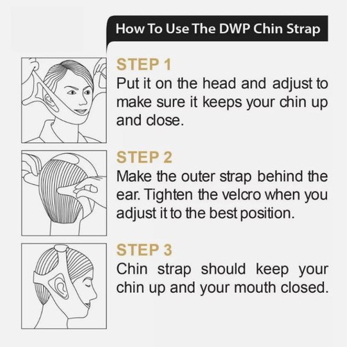 Black Snore Stop Belt Anti Snoring Cpap Chin Strap Sleep Apnea Jaw Solution TMJ - Picture 7 of 8