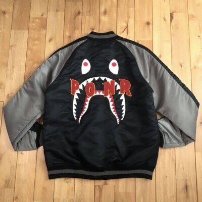 BAPE SHARK SOUVENIR JACKET Black x Gray A Bathing Ape Size M