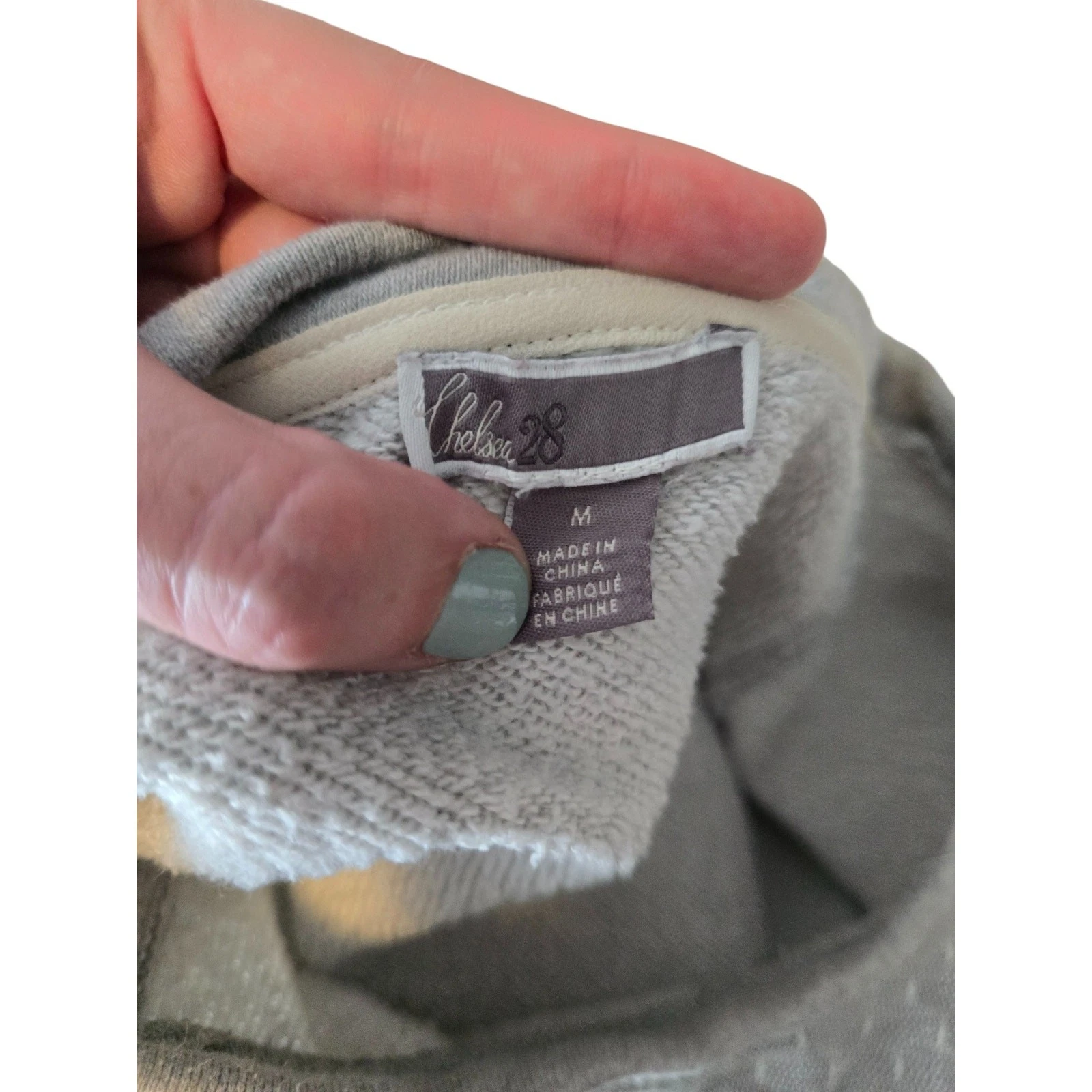 OFF WHITE Felpa girocollo Chelsea 28 donna taglia M pizzo a strati davanti grigio panna