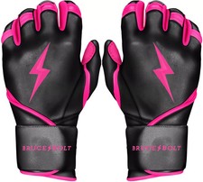 BRUCE BOLT Youth Creator Series Long Cuff Batting Gloves Black/Hot Pink Large 