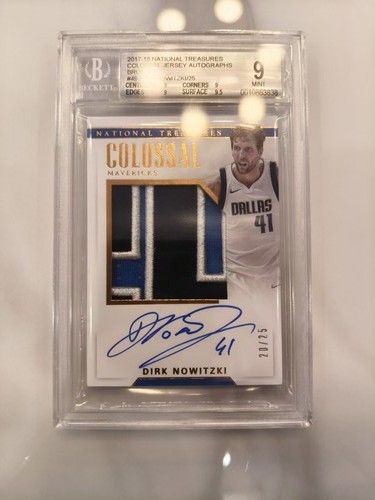 2017-18 Panini National Treasures Dirk Nowitzki Patch Auto /25 BGS MINT9 AUTO10