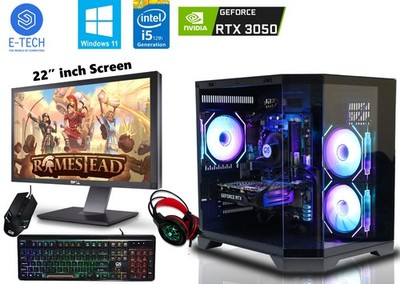 Komplettes Gaming PC Setup Intel i5 12400F 16GB RAM RTX 3050 6GB 1TB SSD Window 11