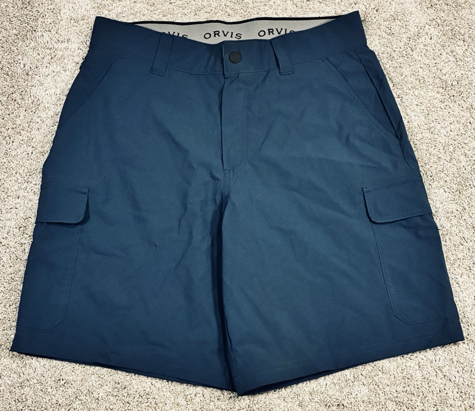 Orvis Lightweight Tech Cargo Shorts Men’s 32 Insignia Blue Stretch Pockets Camp