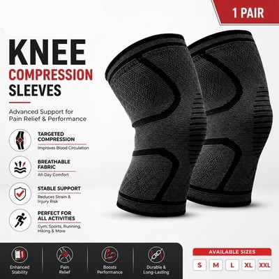 UK 2x Kniebandage - Kompressionshülse zur Schmerzlinderung Arthritis Fitnessstudio NHS