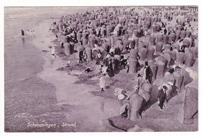 c1910 Crowd and Beach Tents, Scheveningen, The Hague, Netherlands. Unposted