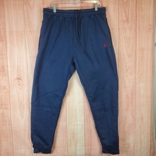 U.S. Polo Assn. Sweatpants Mens XL Navy Blue Fleece Lined Tapered Leg Drawstring