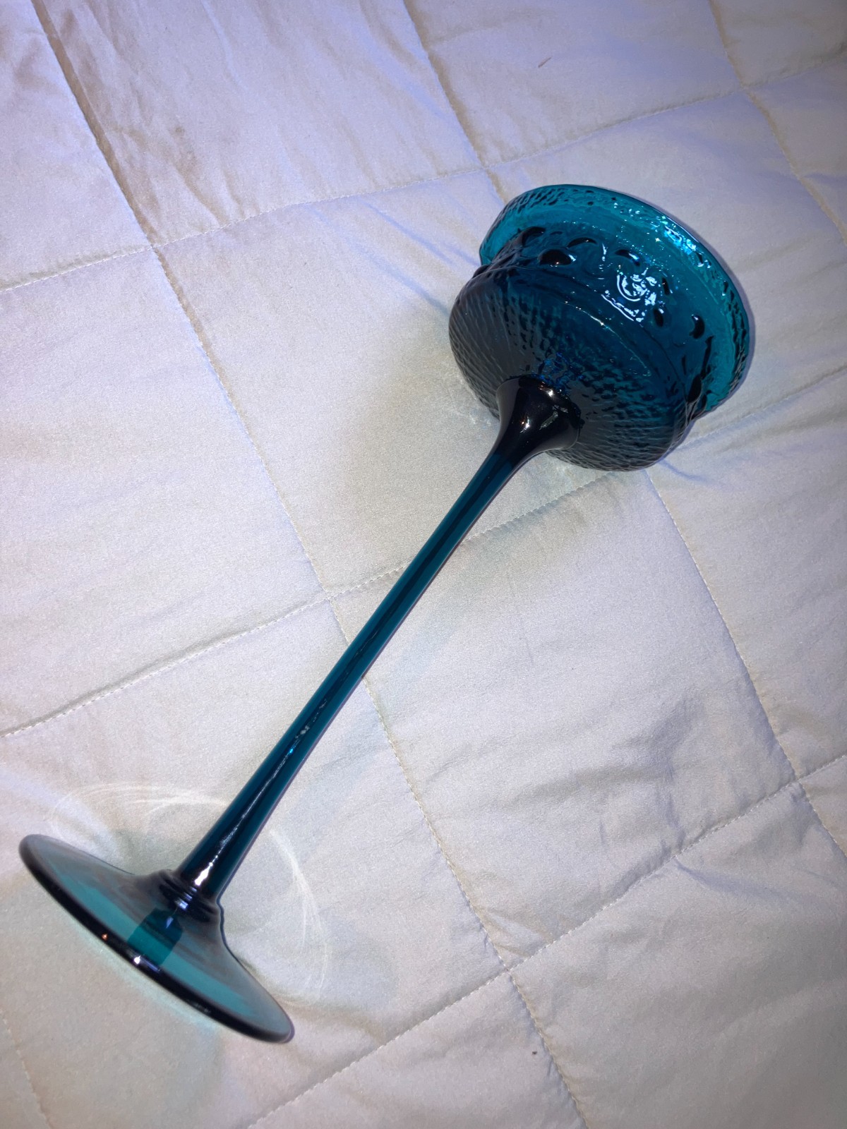 Blenko Wayne Husted Cobalt Candle Vase  14" Tall   MCM Vintage  NICE!